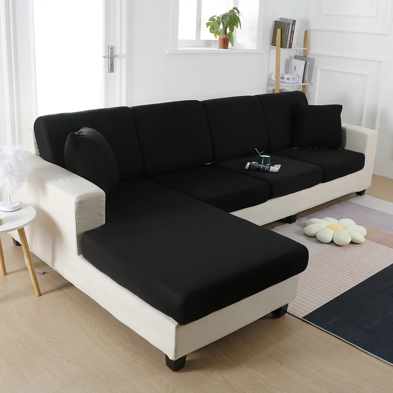 Housse de Coussin Canapé Extensible Noire