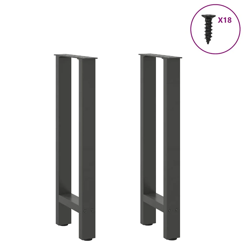 Lot de 2 pieds de console robustes réglables 28 x 72-73 cm esthétique moderne en acier anthracite 02_0057534