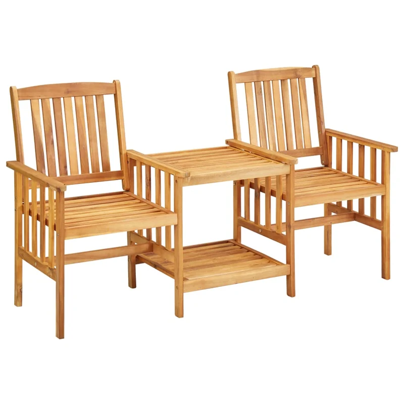 Chaises de jardin avec table à thé et coussins acacia solide 02_0013342