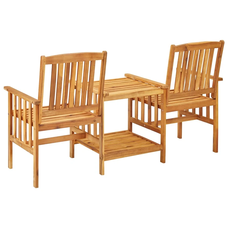 Chaises de jardin avec table à thé et coussins acacia solide 02_0013342