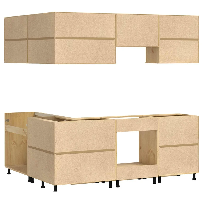 Armoire moderne avec étagères 80 x 80 x 81,5 cm grand espace de rangement salle à manger en pin massif miel 02_0056021
