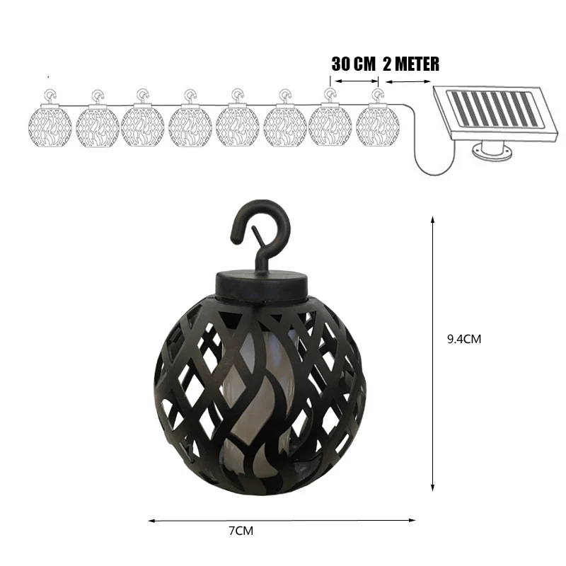 Guirlande Solaire de Lanterne Effet Flamme