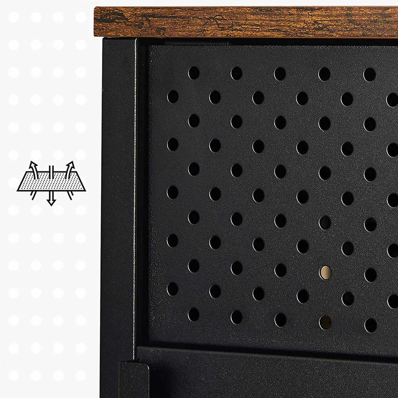 Meuble de rangement buffet double porte aimantée avec étagère réglable pour salle à manger salon cuisine entrée cadre en acier style industriel 80 cm marron rustique et noir 12_0002493