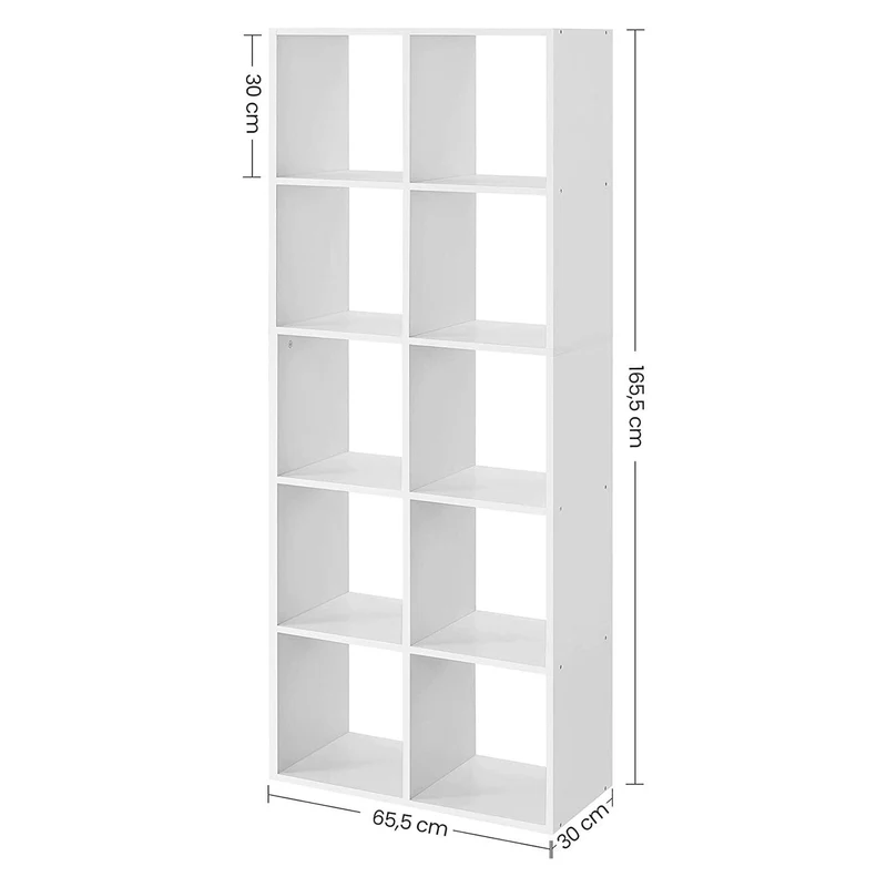 Bibliothèque étagère de rangement 10 compartiments meuble cube pour salon bureau chambre séparateur de pièce style scandinave 161,5 cm blanc 12_0002795