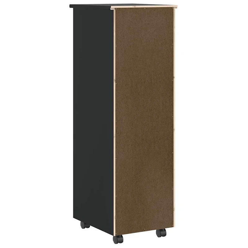 Armoire roulante avec tiroirs 34 x 39 x 103 cm rangement pratique style rustique en bois de pin noir 02_0057655