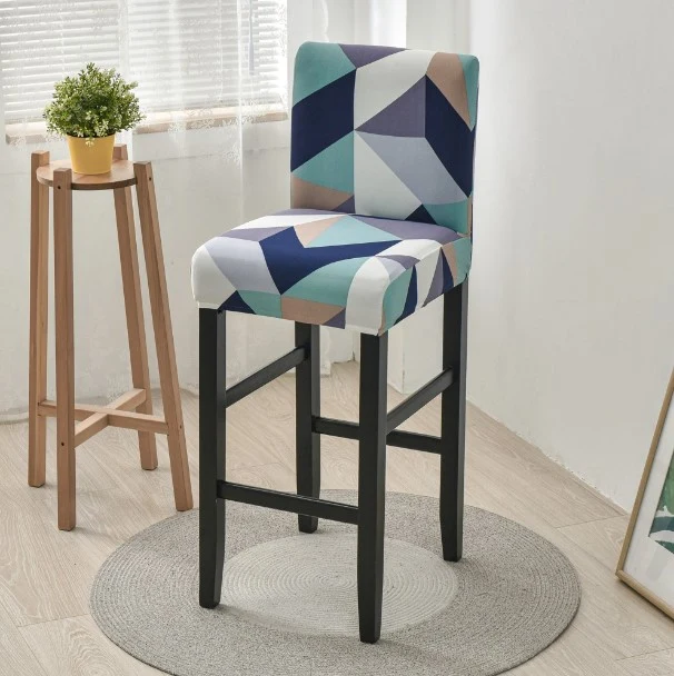 Housse de Tabouret Géométrique Bleu Ciel