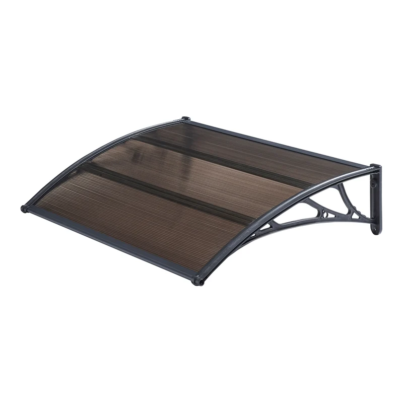 Auvent de porte d'entrée design marquise d'accueil résistante aux intempéries 120 x 80 cm noir marron 03_0006384
