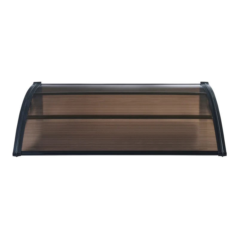 Auvent de porte d'entrée design marquise d'accueil résistante aux intempéries 120 x 80 cm noir marron 03_0006384