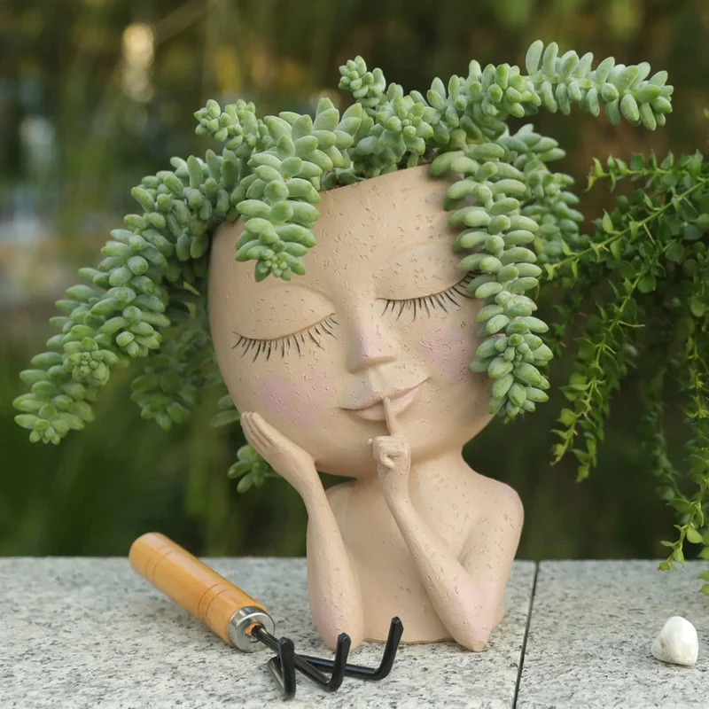 Pot de Fleurs Visage Artistique