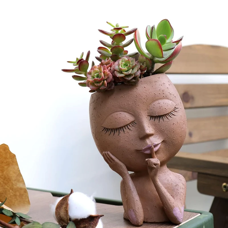 Pot de Fleurs Visage Artistique