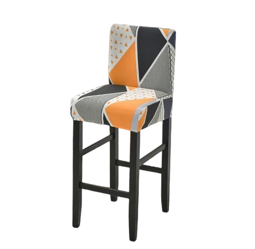 Housse de Tabouret Géométrique Noir et Orange