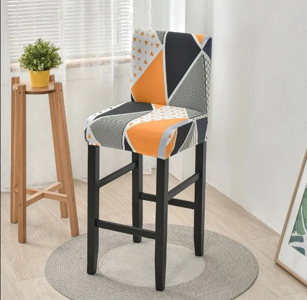 Housse de Tabouret Géométrique Noir et Orange