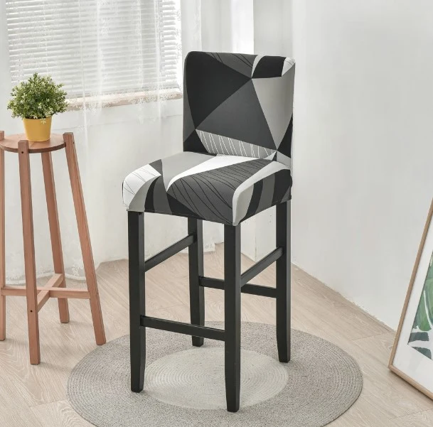 Housse de Tabouret Géométrique Noir et Blanc