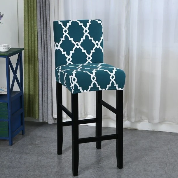 Housse de Tabouret Géométrique Bleu