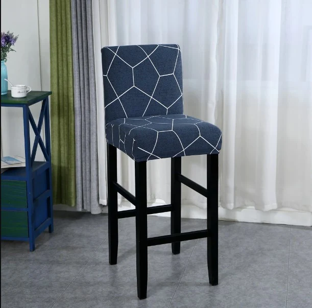 Housse de Tabouret Géométrique Bleu Marine
