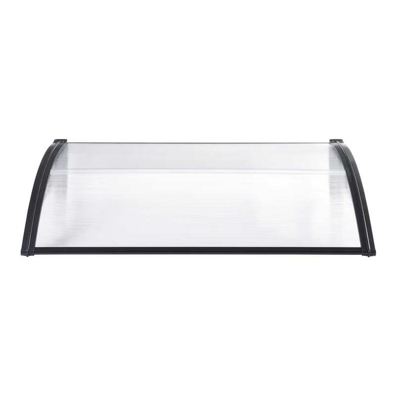 Auvent de porte d'entrée design marquise d'accueil résistante aux intempéries 100 x 100 cm noir transparent 03_0006380