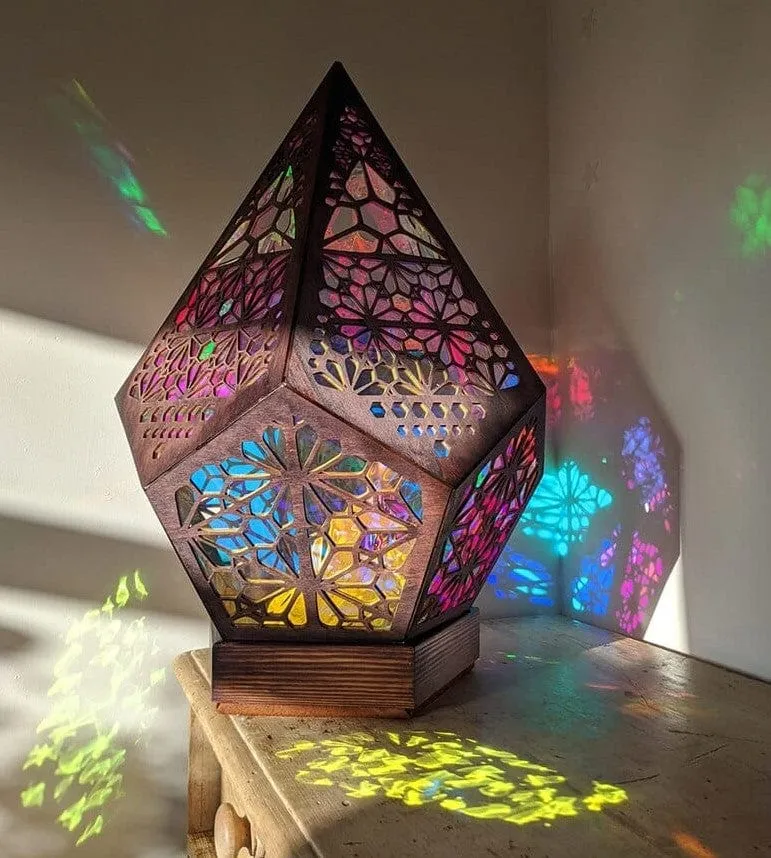 Lampe Bohémienne artisanale en bois