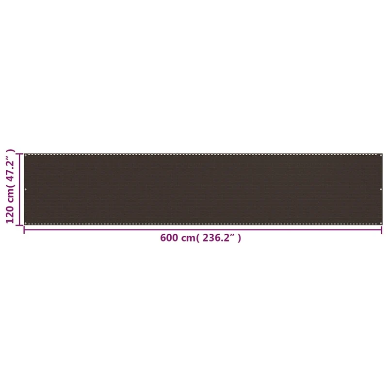 Écran de balcon brise pare vue protection confidentialité marron 120 x 600 cm PEHD 02_0010226