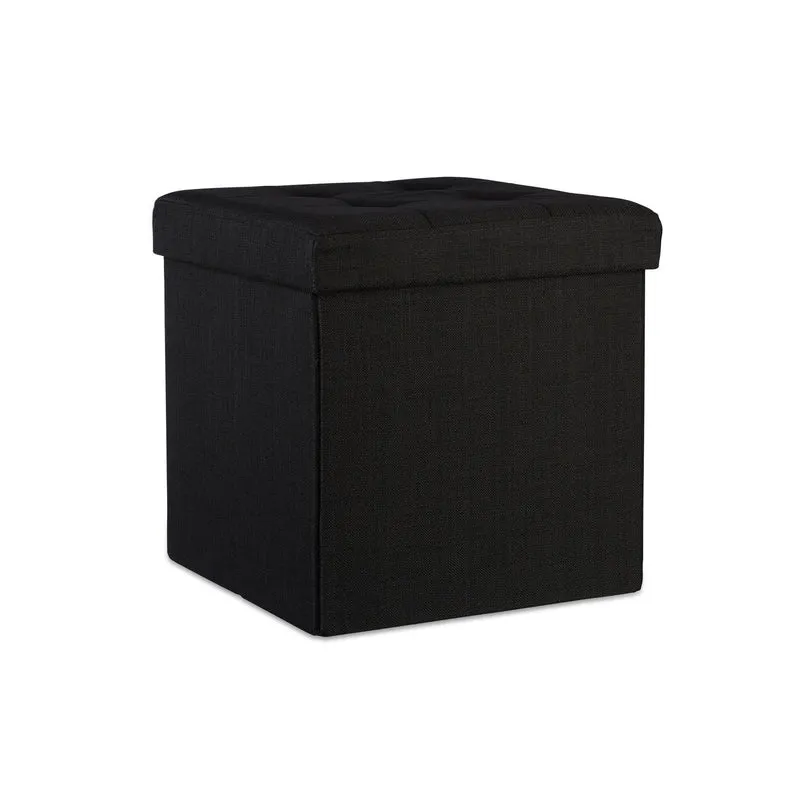 Tabouret cube pliable rangement salon 38 x 38 x 38 cm design moderne pratique en lin beige 13_0005721