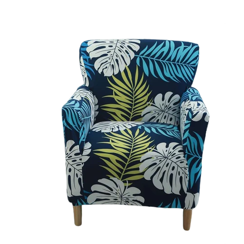 Housse fauteuil Scandinave Tropicale Bleue