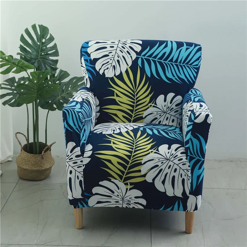 Housse fauteuil Scandinave Tropicale Bleue