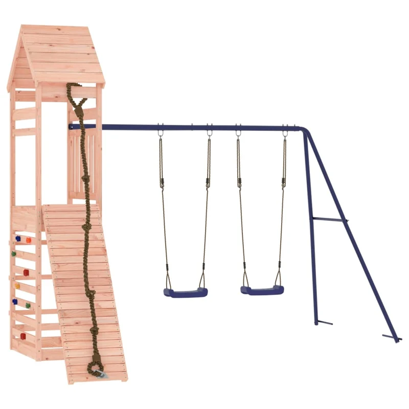 Aire de jeux d'extérieur balançoires toboggan portiques robuste jeux jardin 316 x 257 x 264 cm bois massif de douglas 02_0004778