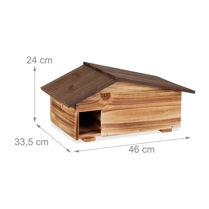 Abri pour hérissons double protection extérieur 24 x 46 x 33,5 cm en bois de pin naturel 13_0015961