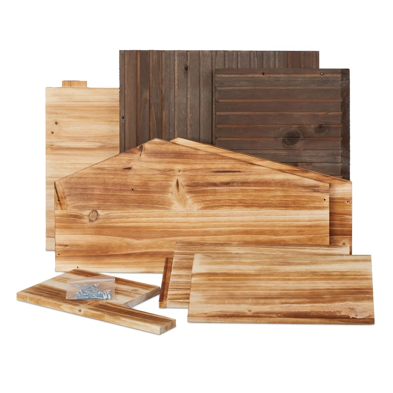 Abri pour hérissons double protection extérieur 24 x 46 x 33,5 cm en bois de pin naturel 13_0015961
