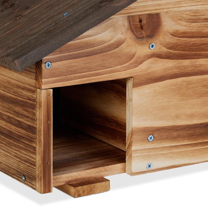 Abri pour hérissons double protection extérieur 24 x 46 x 33,5 cm en bois de pin naturel 13_0015961