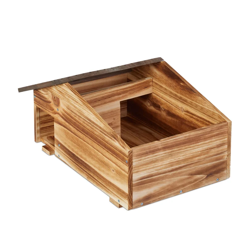 Abri pour hérissons double protection extérieur 24 x 46 x 33,5 cm en bois de pin naturel 13_0015961