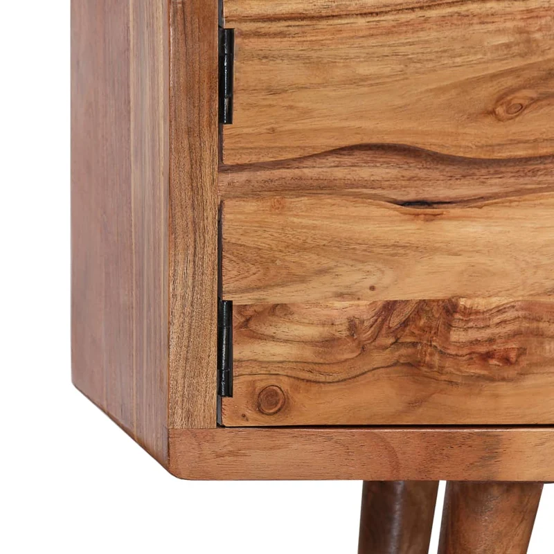 Meuble télé buffet tv télévision design pratique bois d'acacia avec portes sculptées 117 cm 2502119