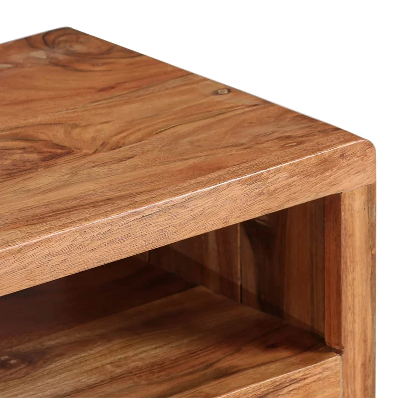 Meuble télé buffet tv télévision design pratique bois d'acacia avec portes sculptées 117 cm 2502119