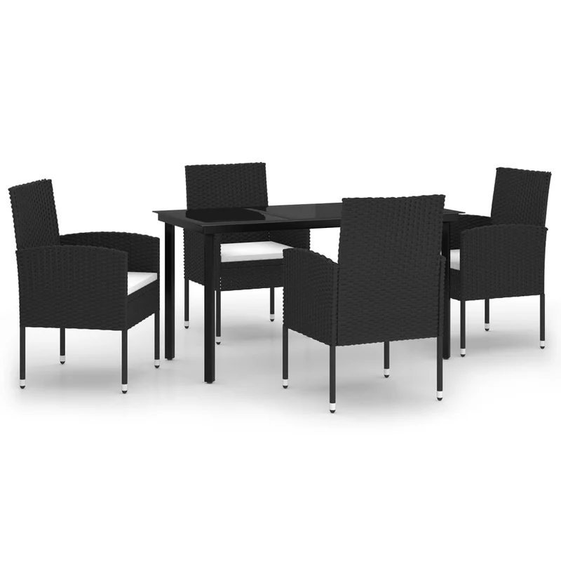 Ensemble de salle à manger de jardin meuble extérieur 5 pièces noir 02_0013858
