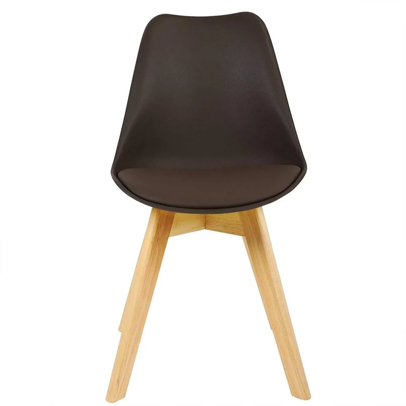 Chaise de salle à manger faux cuir pieds bois marron 19_0000126