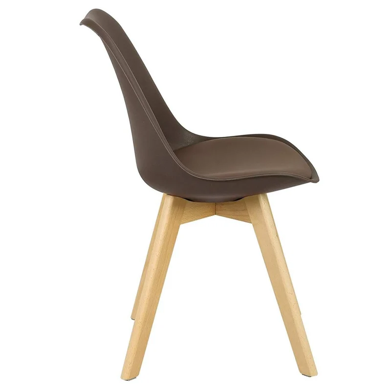 Chaise de salle à manger faux cuir pieds bois marron 19_0000126