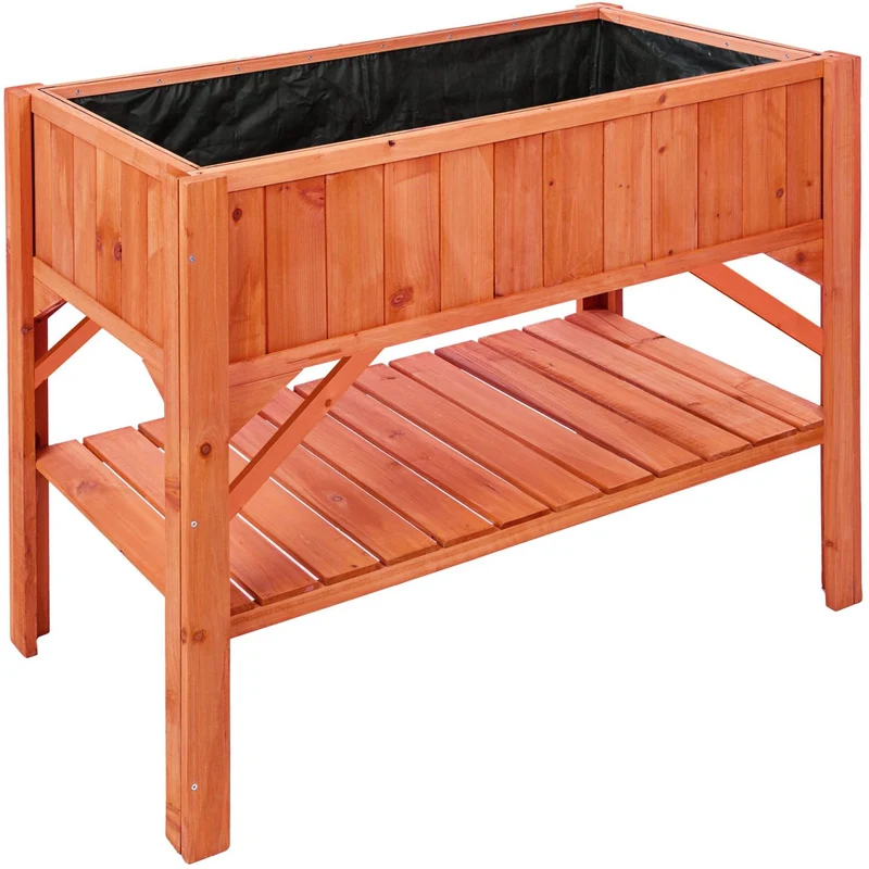 Potager sur pied bac de jardinage idéal pour les petites terrasses et balcons 119 cm pin 08_0000261