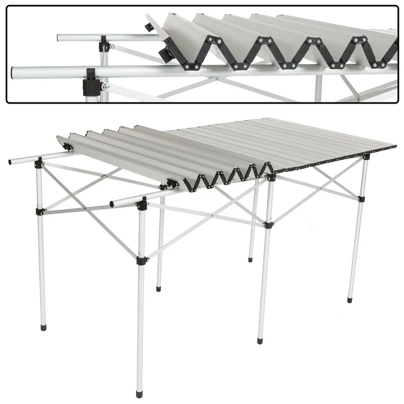 Table de camping jardin pique-nique aluminium pliante 140x70 cm + sac 2008034