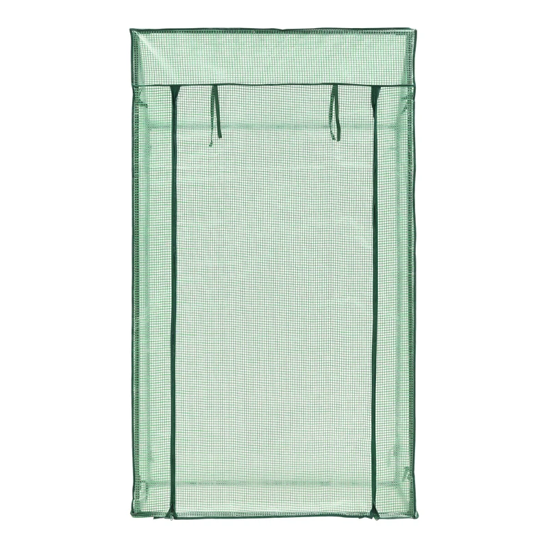 Serre de tomates marzano en acier et polyéthylène à porte et 2 fenêtres zippée 100 x 60 x 143 - 174 cm vert 03_0008259
