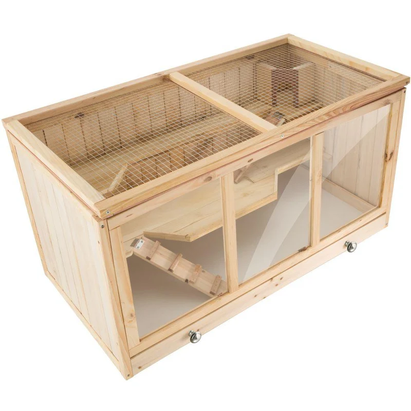 Cage à hamster cochon d’inde petits rongeurs en bois plusieurs étages avec rampes tiroir intégré pour un nettoyage facile 95 x 50 x 50 cm 3708168