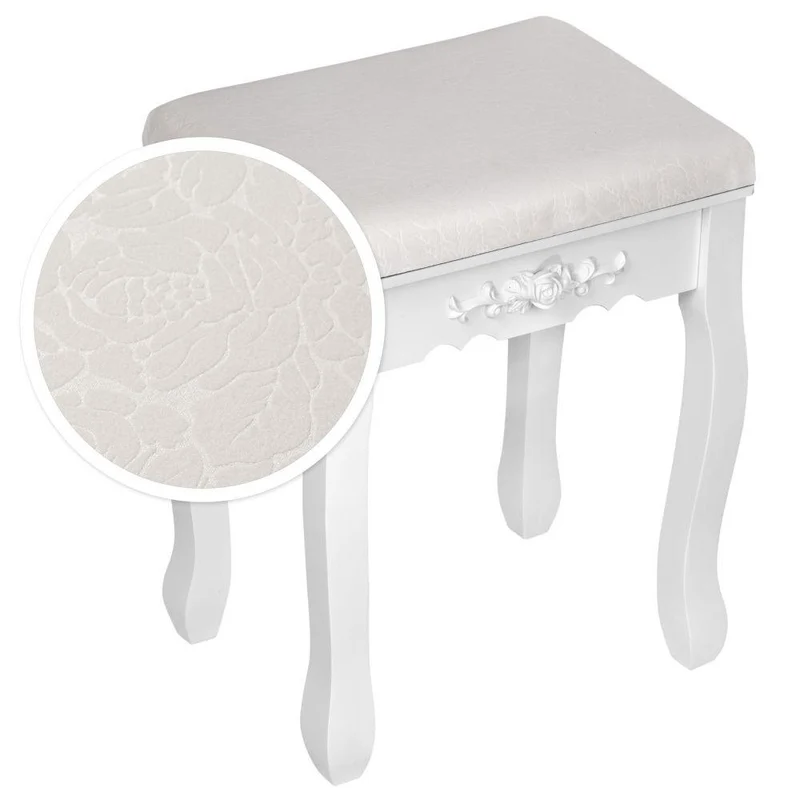 Coiffeuse table de maquillage au look antique avec tabouret rembourré 3 miroir pivotables 90 x 40 x 145 cm 1408007