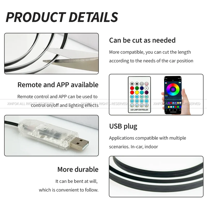 Éclairage d'Ambiance LED RGB Acrylique 110 cm Intérieur