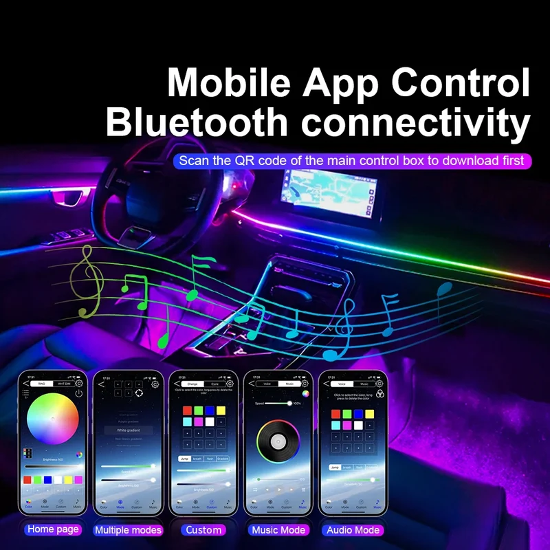 Kit Éclairage d'Ambiance LED Acrylique 18 en 1 Voiture