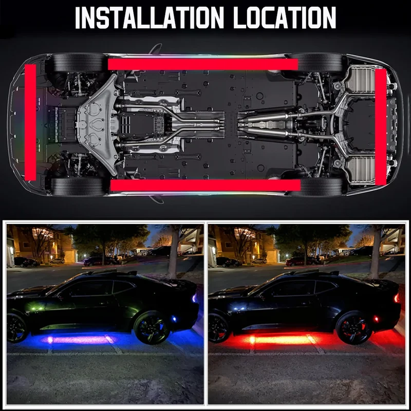 Éclairage d'Ambiance LED Néon RGB Sous Châssis Voiture