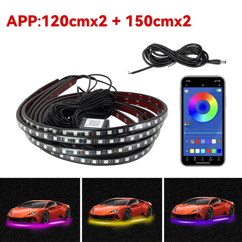 Éclairage d'Ambiance LED Néon RGB Sous Châssis Voiture
