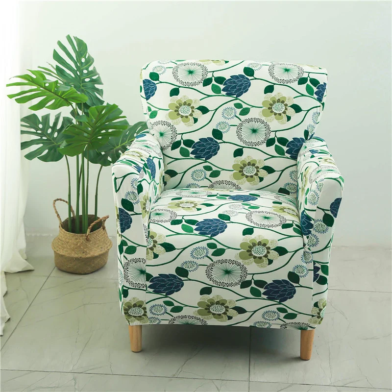 Housse fauteuil Scandinave Fleurie Verte