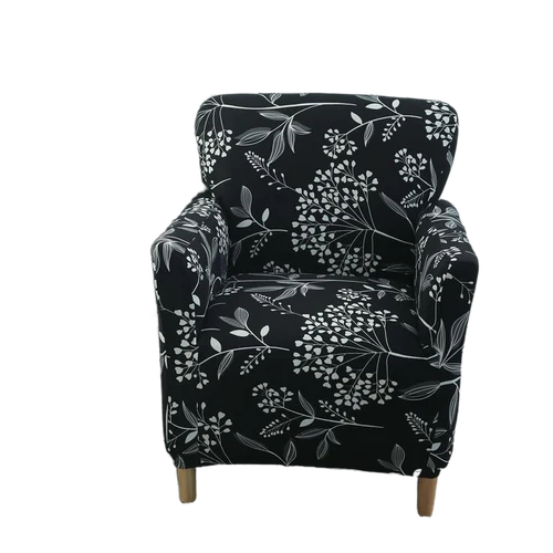 Housse fauteuil Scandinave Fleurie Noir et Blanc