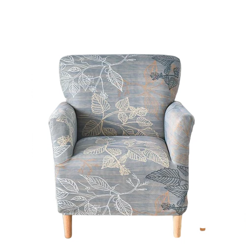 Housse fauteuil Scandinave Fleurie Grise