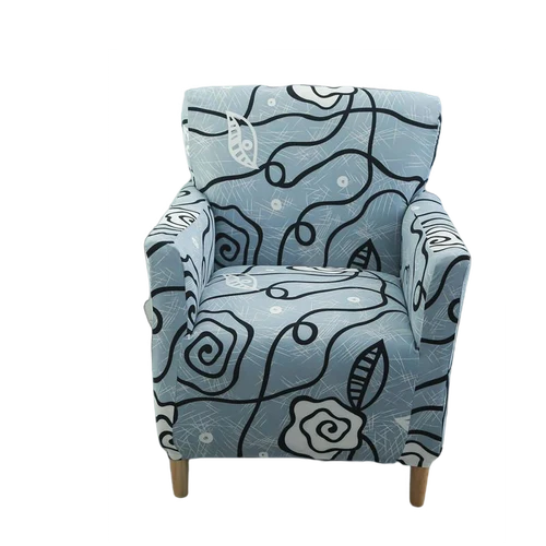 Housse fauteuil Scandinave Fleurie Bleue