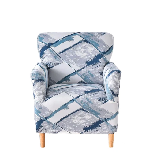 Housse fauteuil Scandinave Géométrique Bleue