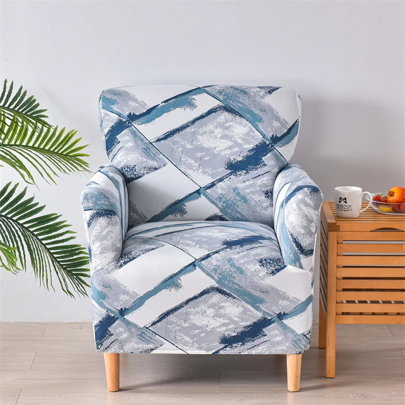 Housse fauteuil Scandinave Géométrique Bleue